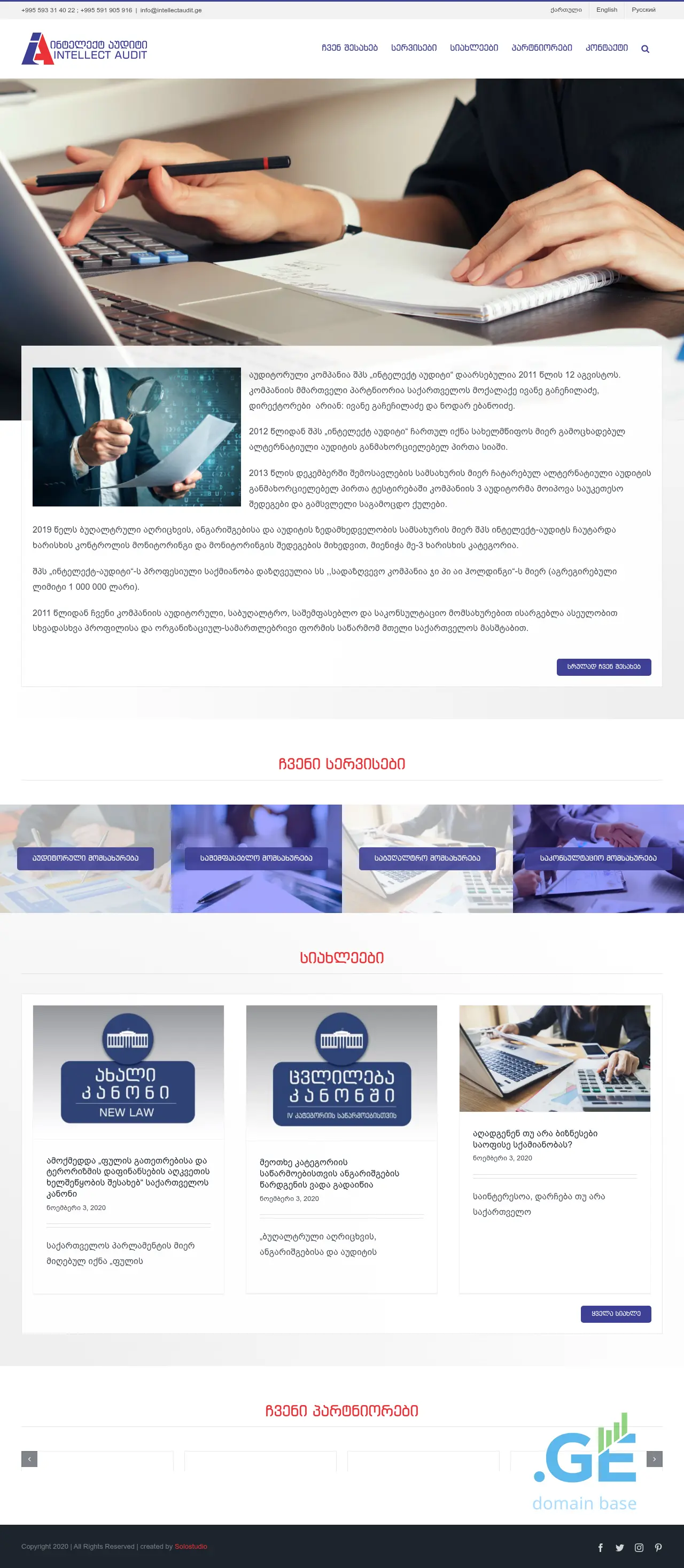 Screenshot of the site intellectaudit.ge