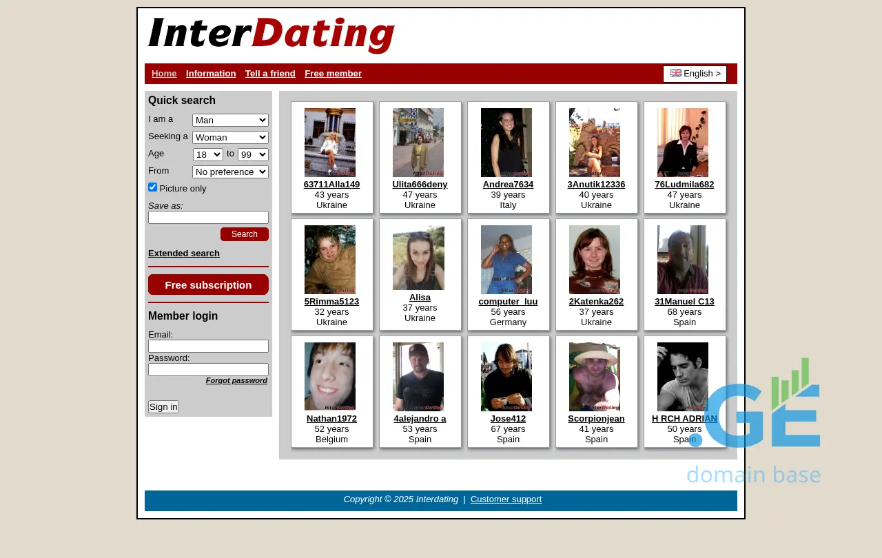 Screenshot of the site interdating.ge