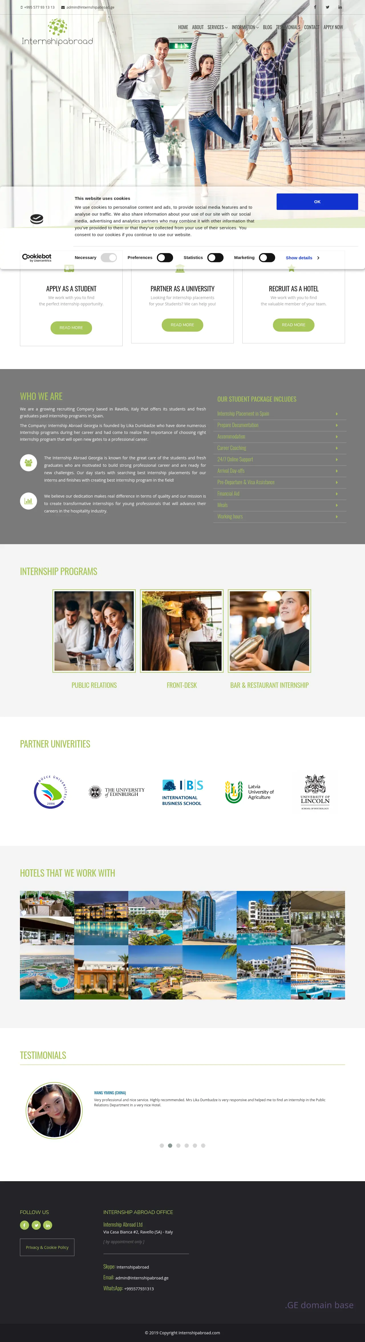 Screenshot of the site internshipabroad.ge