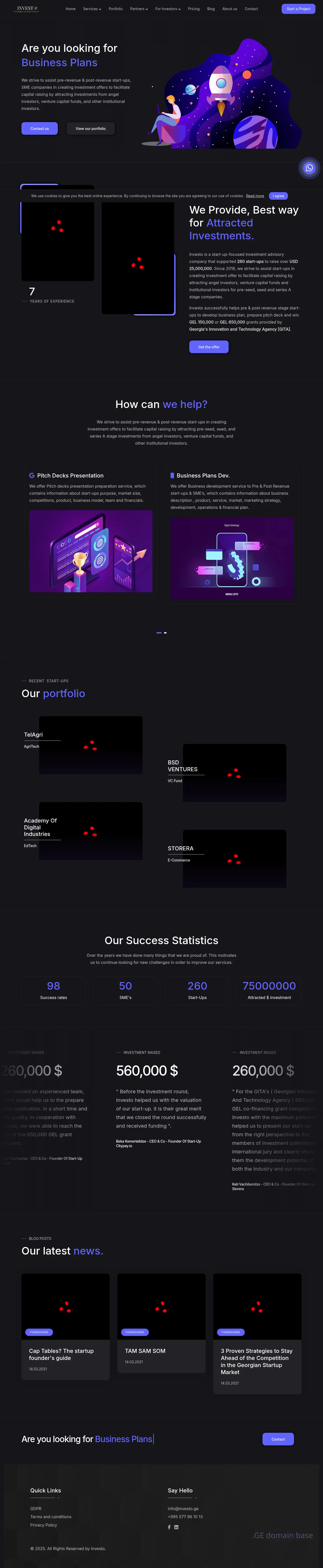 Screenshot of the site investo.ge