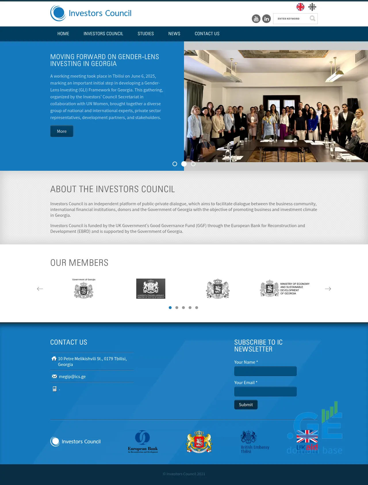 Screenshot of the site investorscouncil.ge