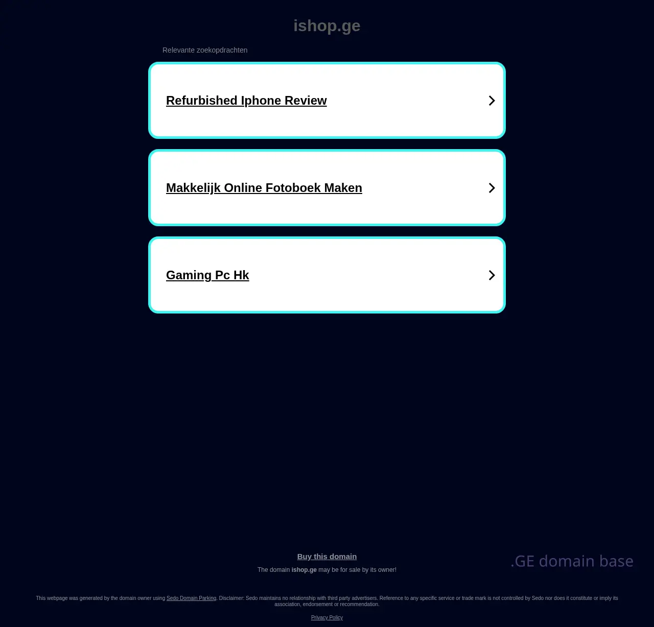 Screenshot of the site ishop.ge
