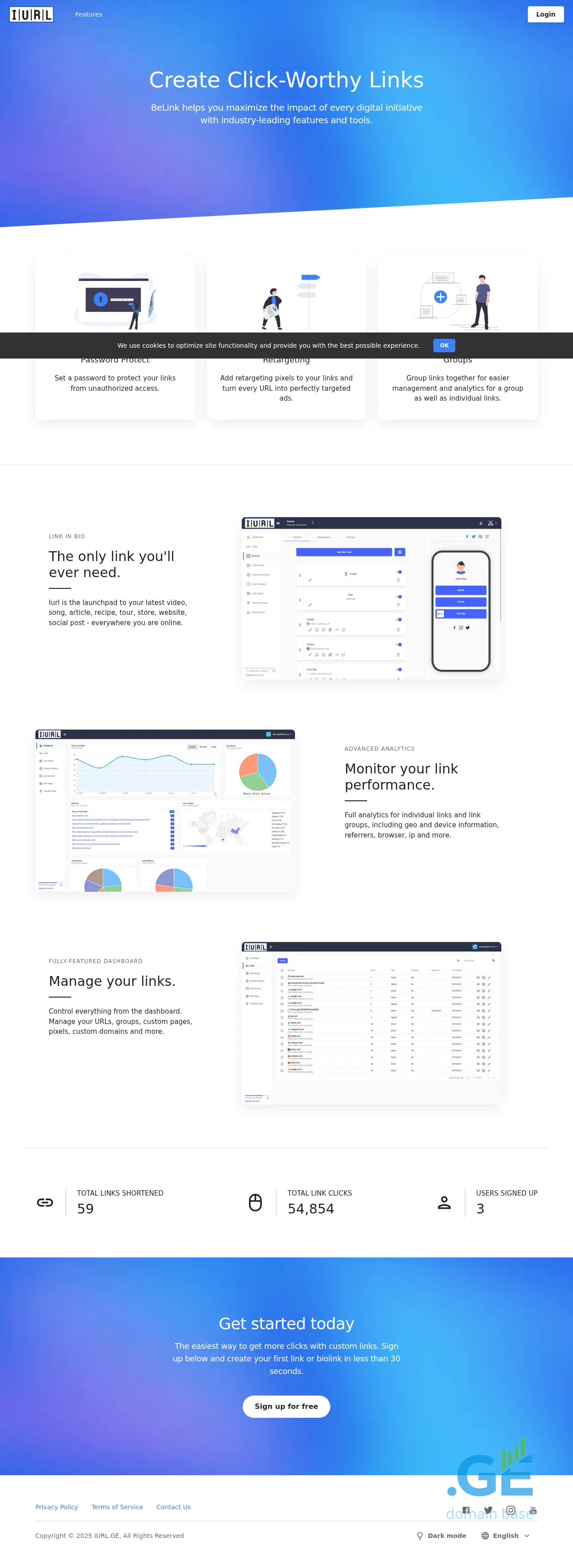 Screenshot of the site iurl.ge