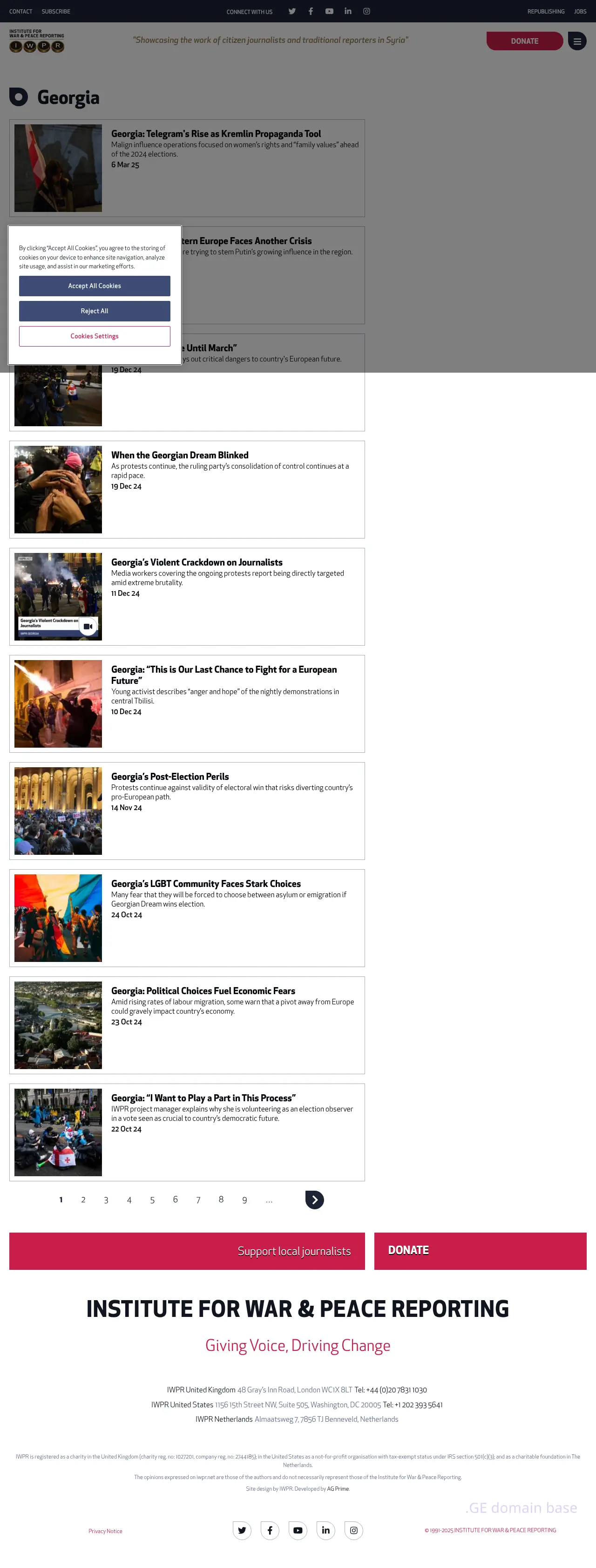 Screenshot of the site iwpr.ge