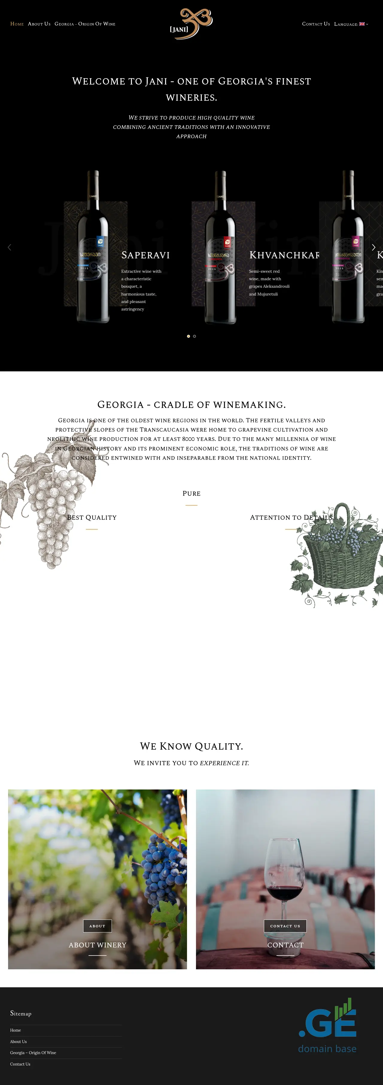 Screenshot of the site janiwinery.ge