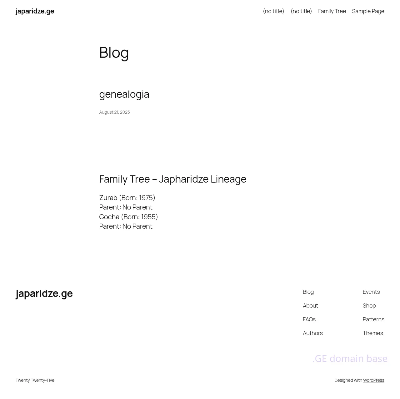 Screenshot of the site japaridze.ge