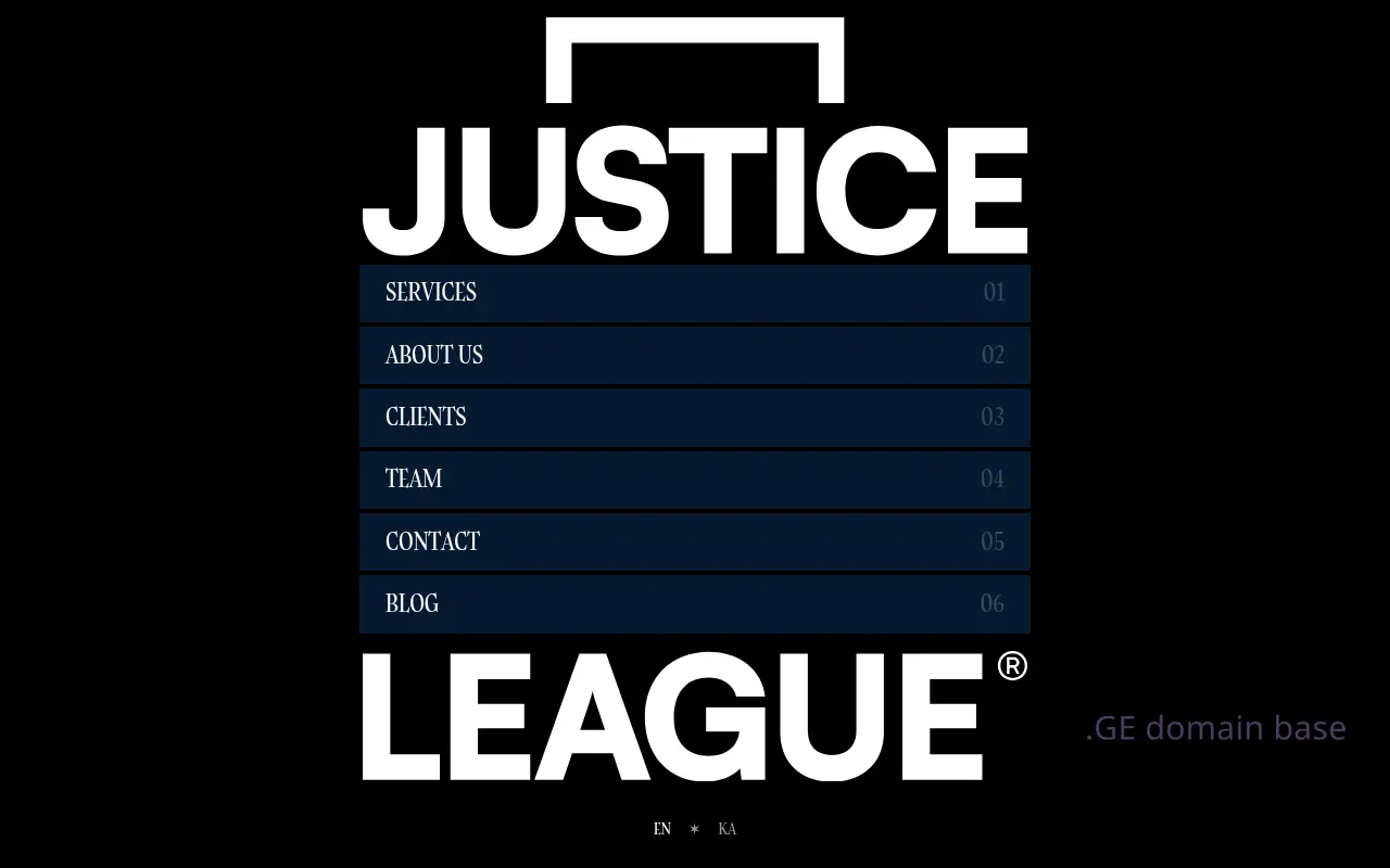 Screenshot of the site justiceleague.ge
