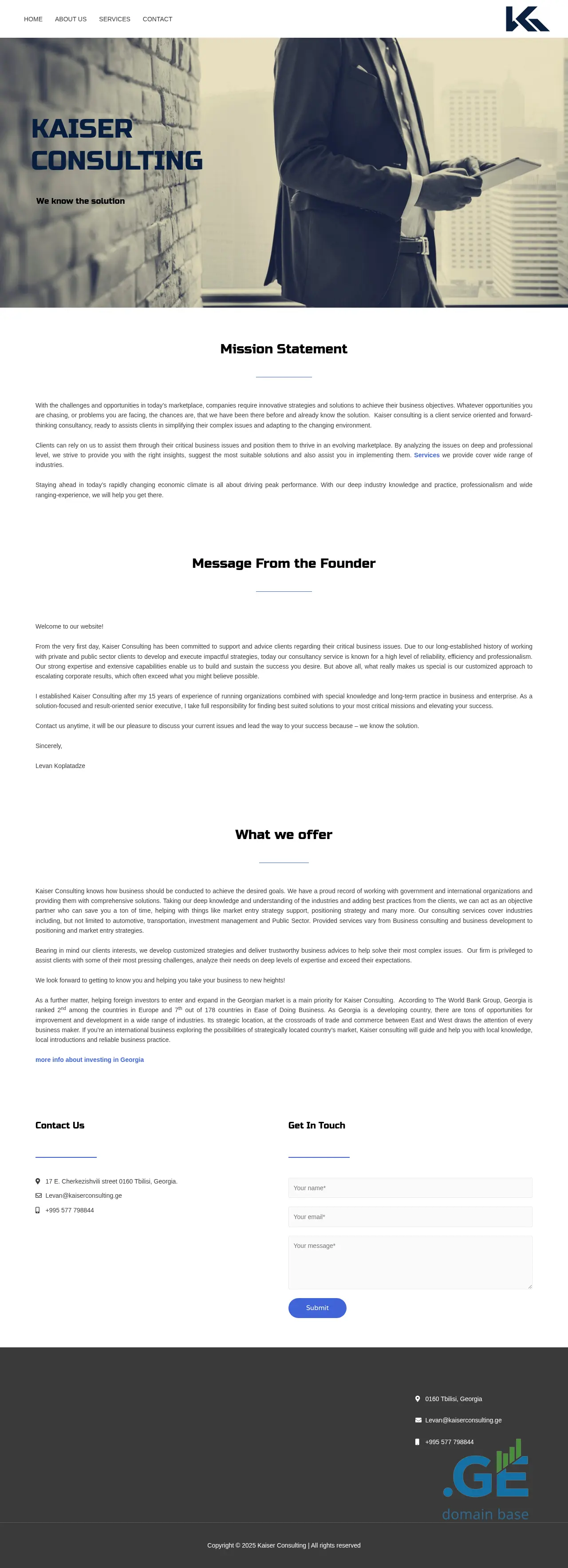 Screenshot of the site kaiserconsulting.ge