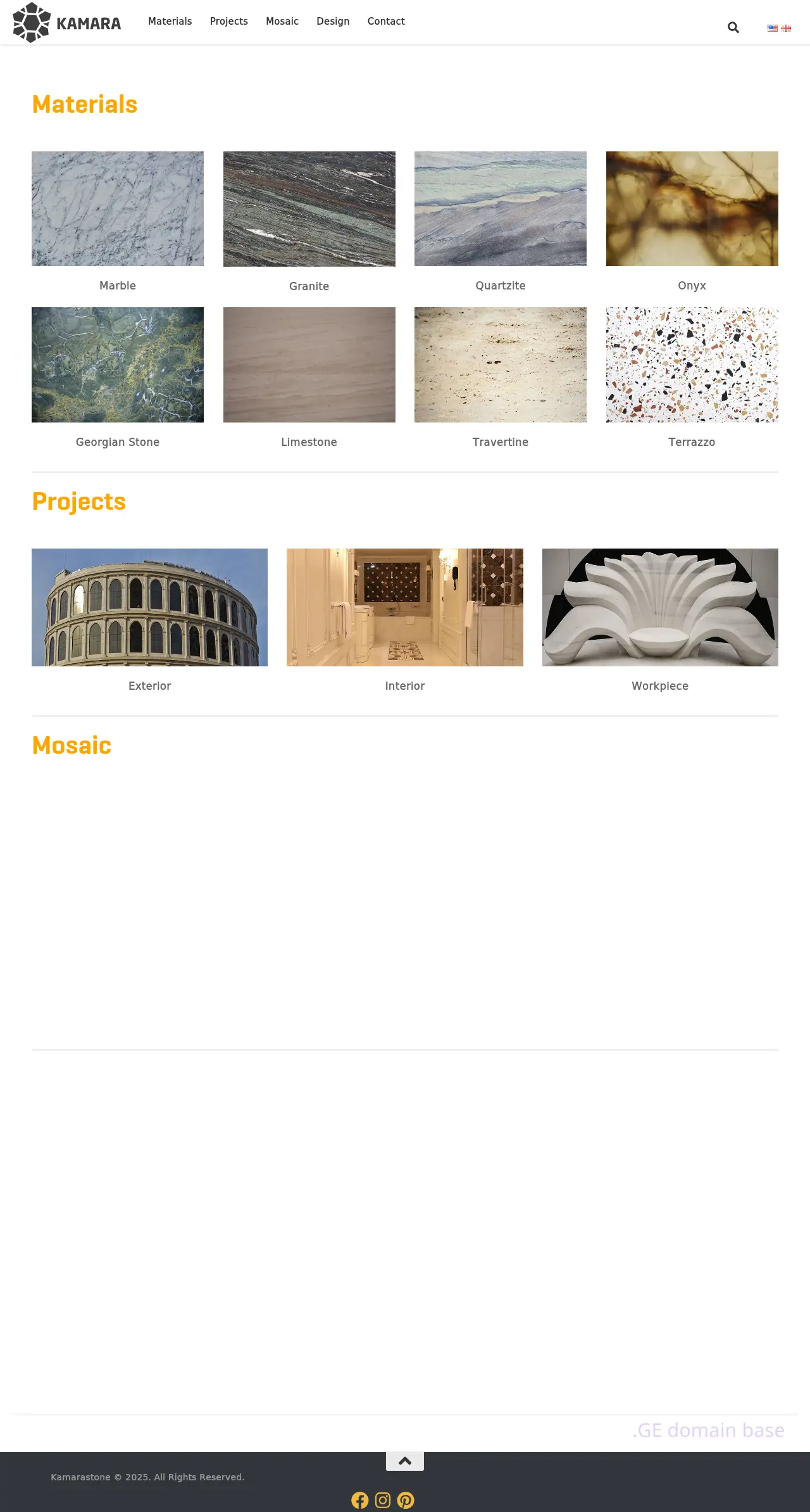 Screenshot of the site kamarastone.ge