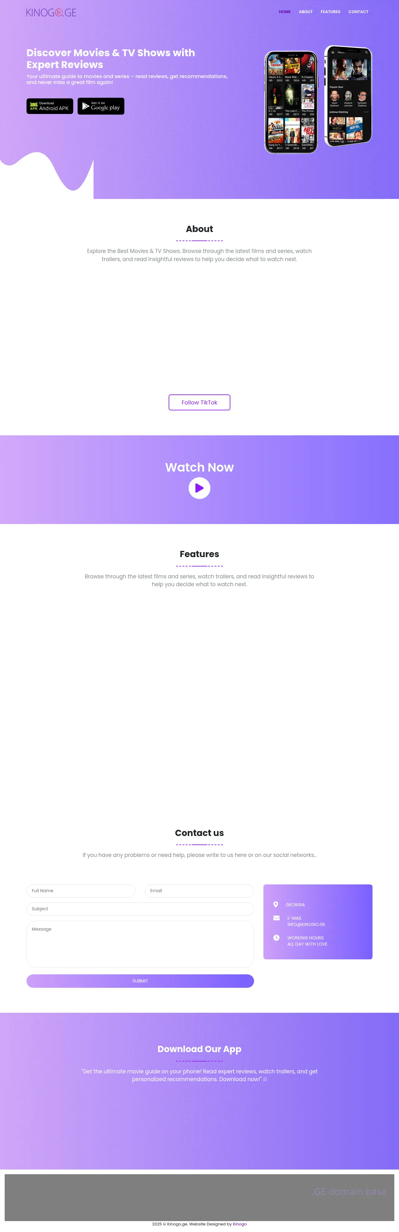 Screenshot of the site kinogo.ge