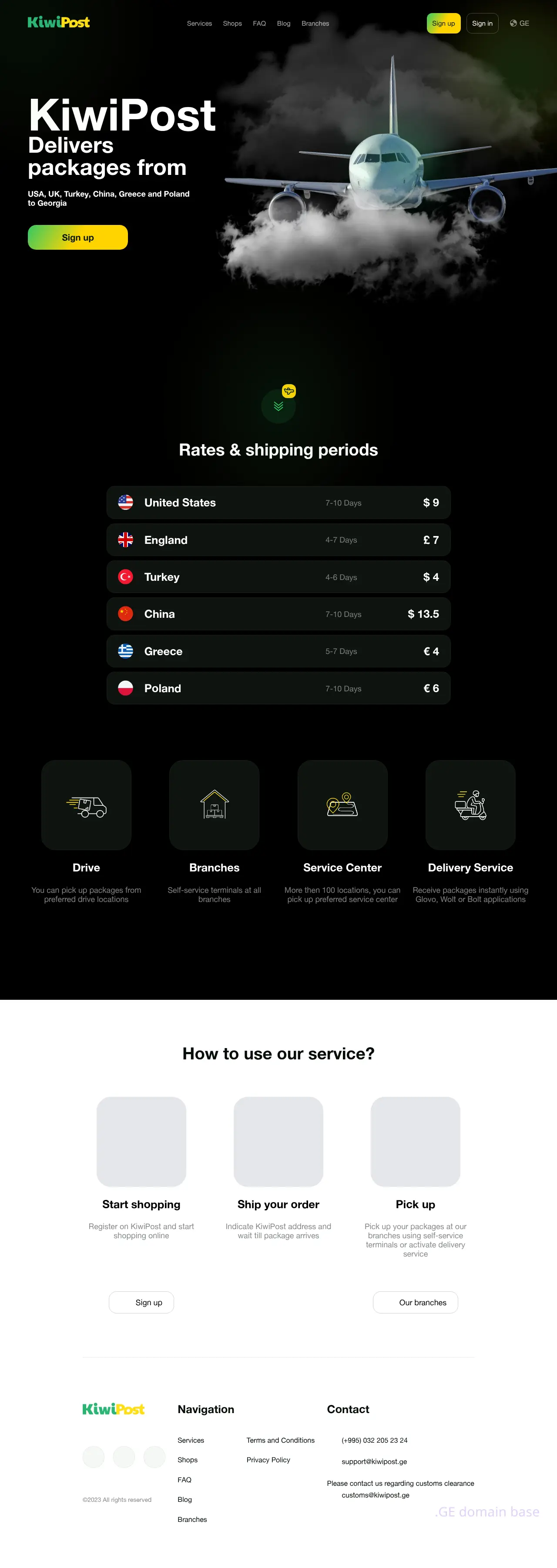 Screenshot of the site kiwipost.ge