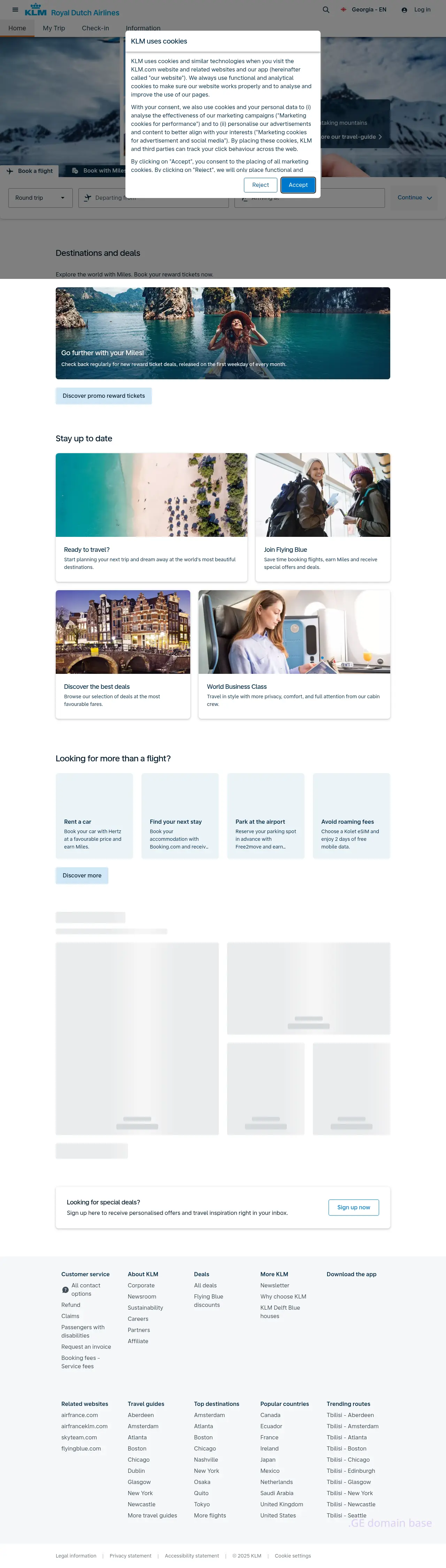 Screenshot of the site klm.ge