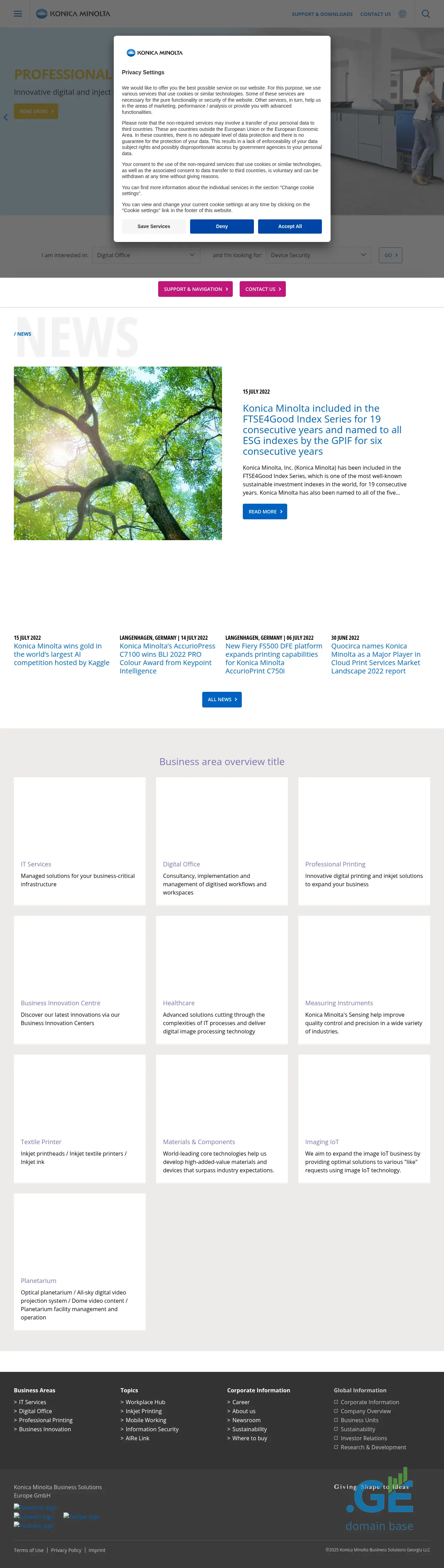 Screenshot of the site konicaminolta.ge