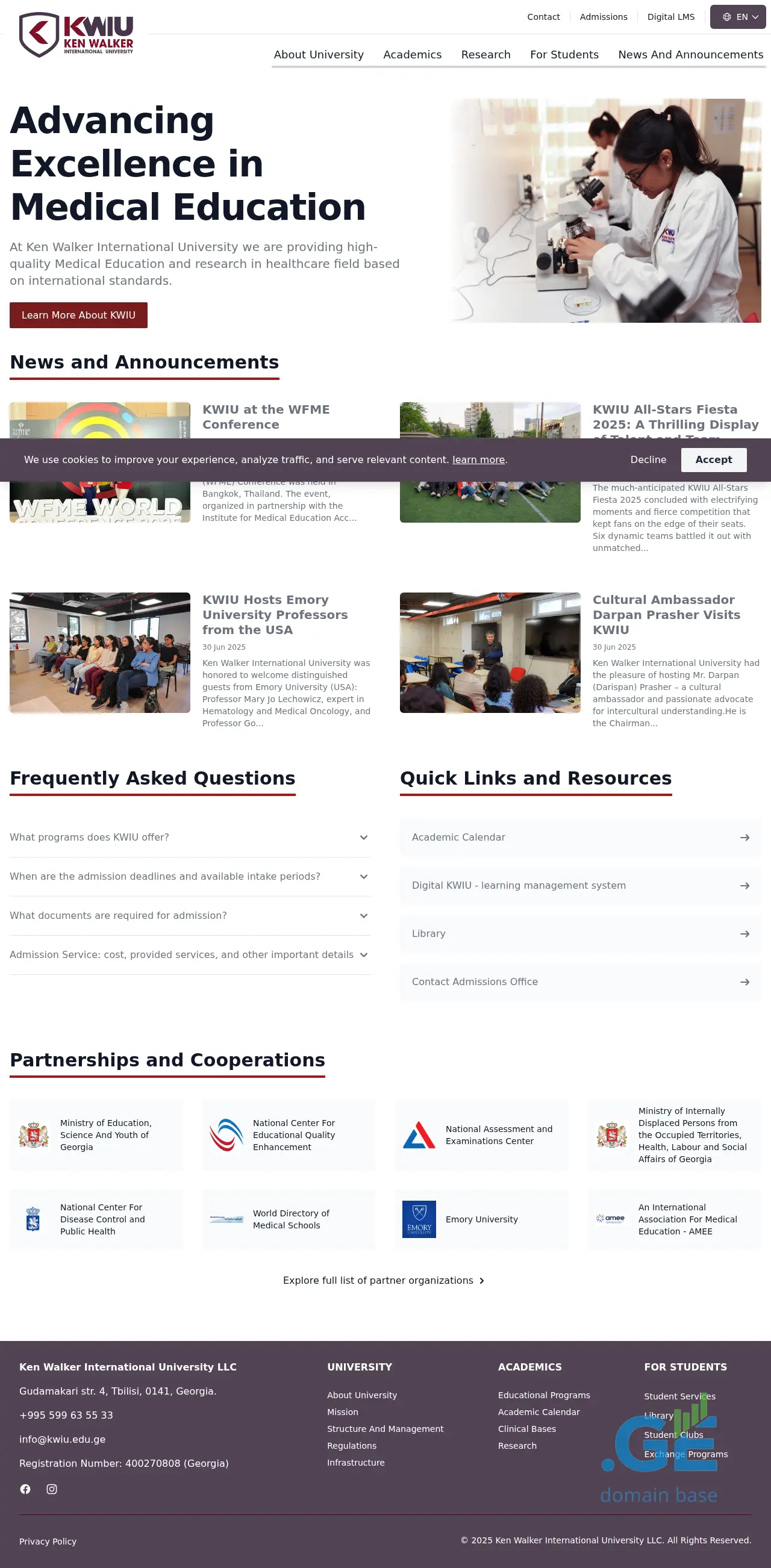 Screenshot of the site kwiu.edu.ge