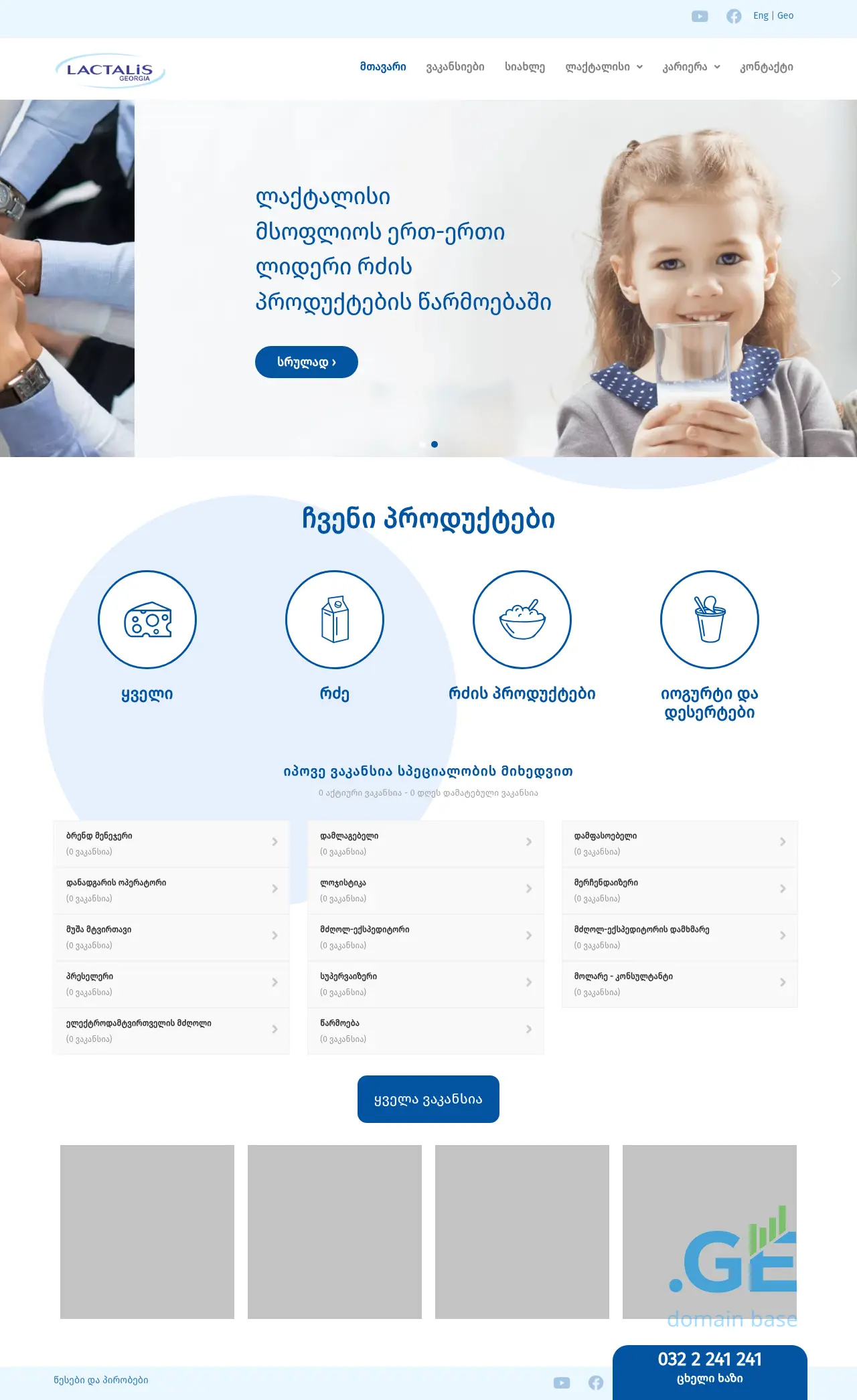 Screenshot of the site lactalis.com.ge