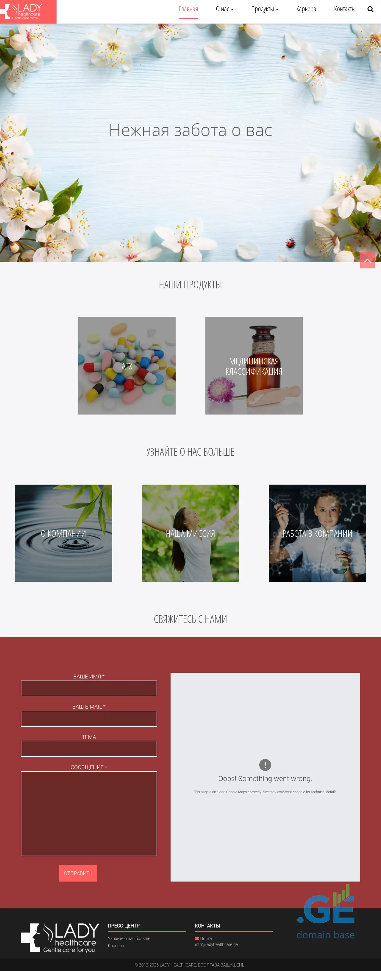 Screenshot of the site ladyhealthcare.ge