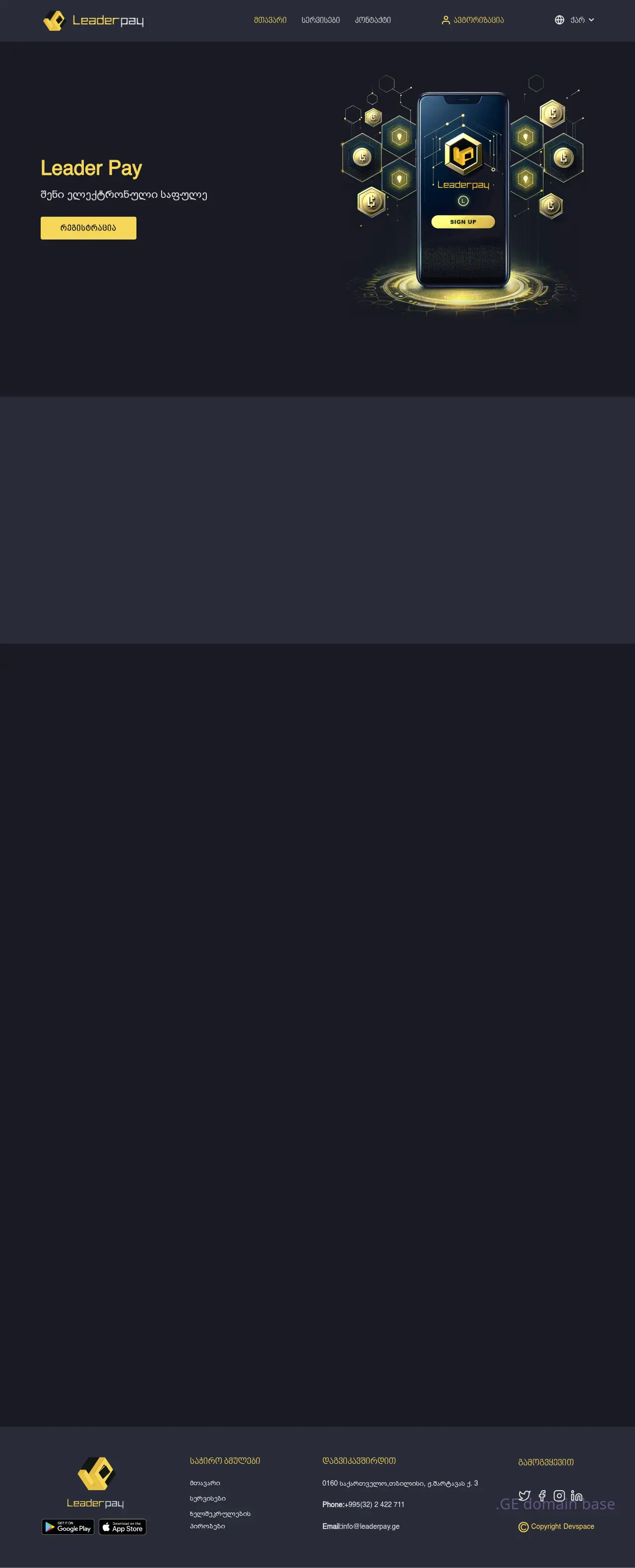 Screenshot of the site leaderpay.ge