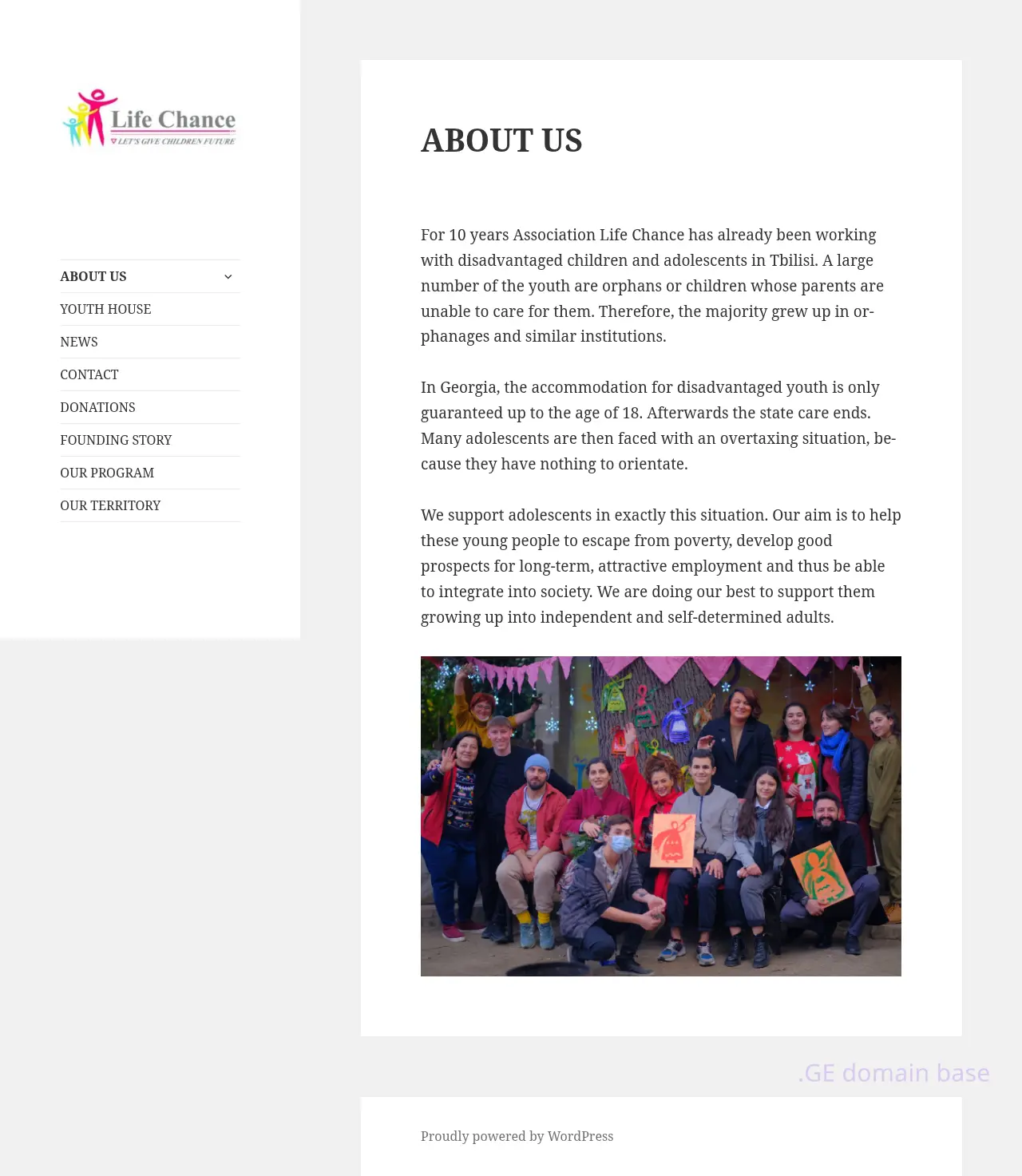 Screenshot of the site lifechance.ge