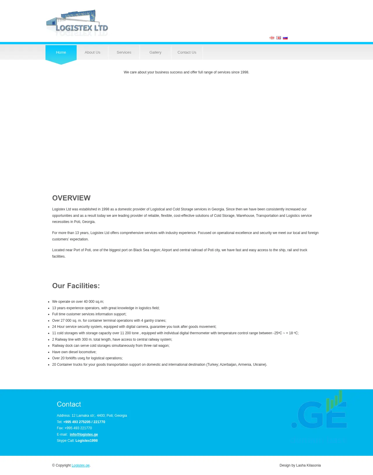 Screenshot of the site logistex.ge