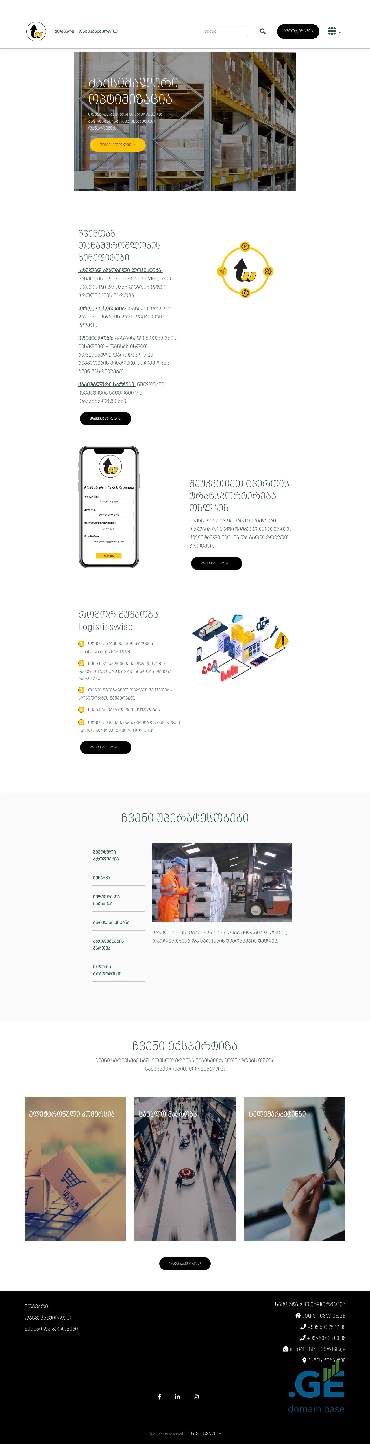Screenshot of the site logisticswise.ge