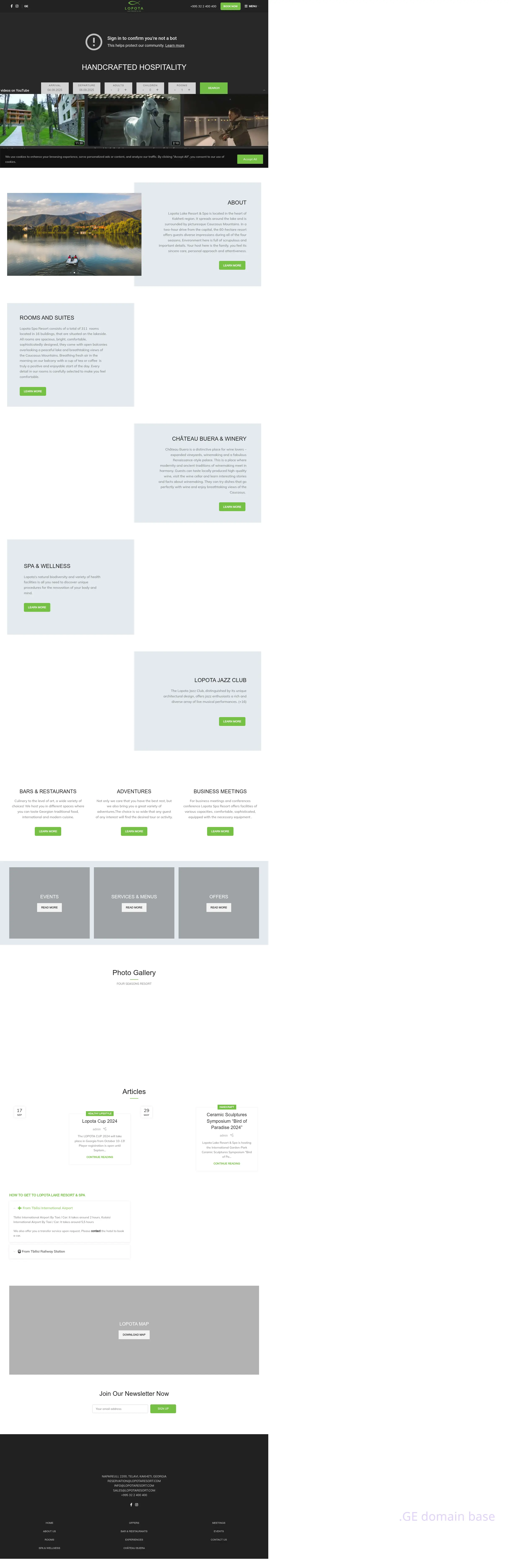 Screenshot of the site lopota.ge
