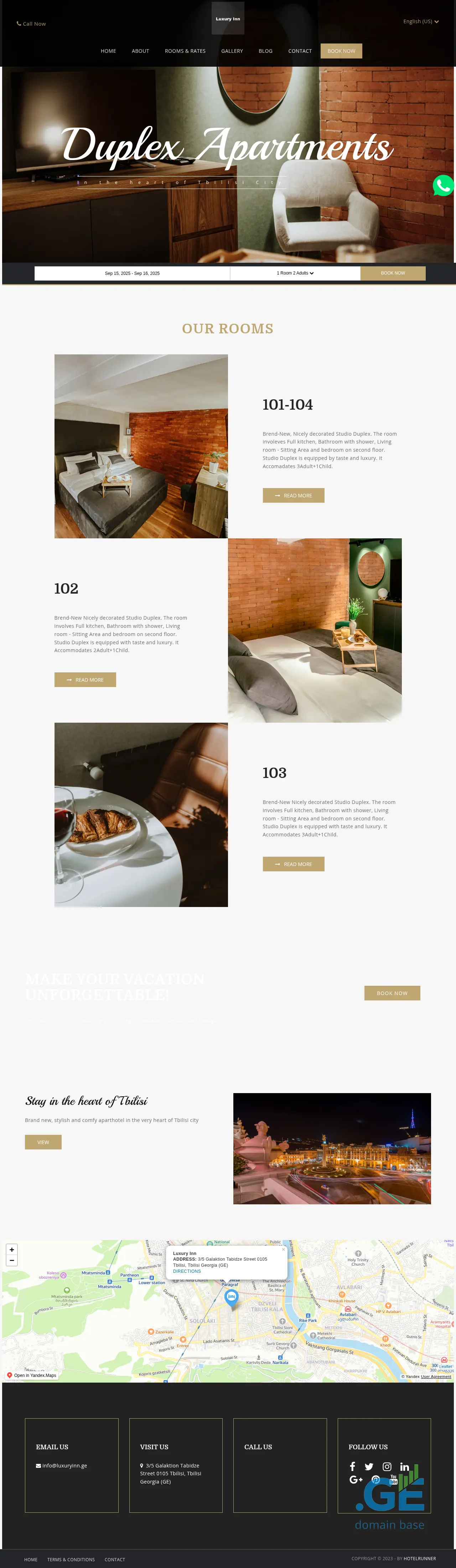 Screenshot of the site luxuryinn.ge