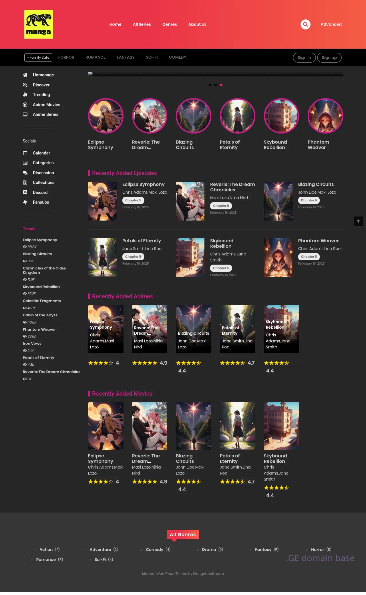 Screenshot of the site manga.ge