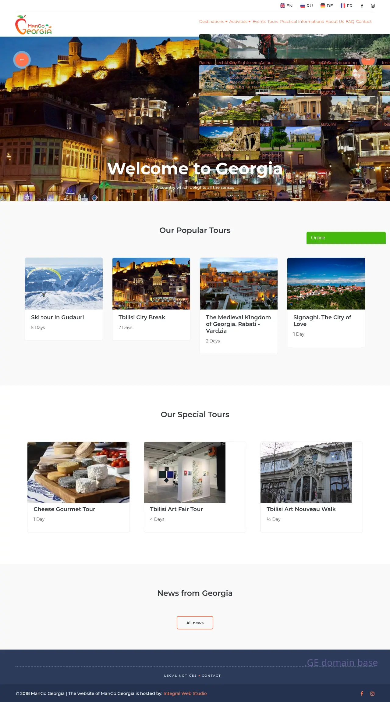 Screenshot of the site mangogeorgia.ge