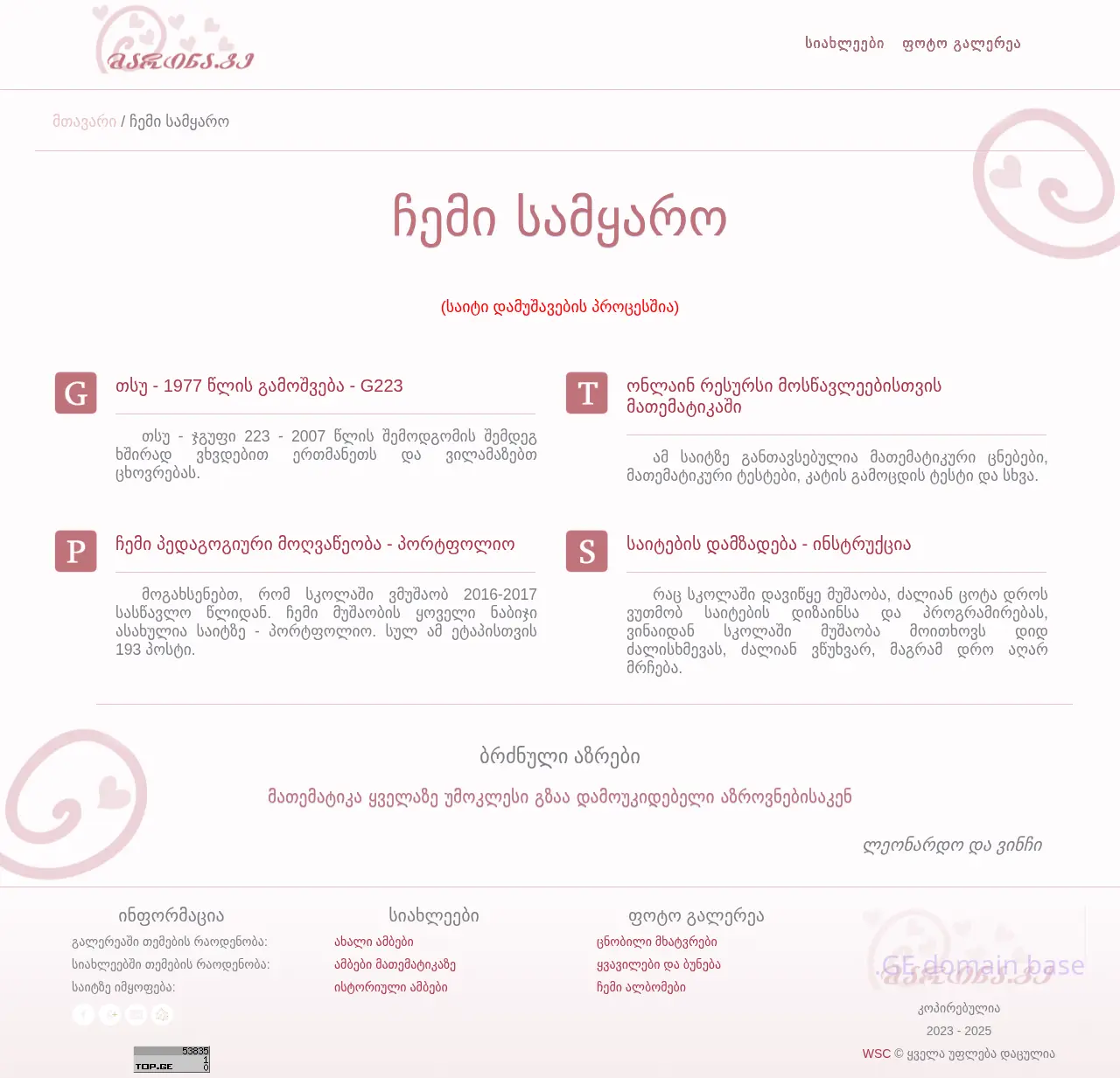 Screenshot of the site marina.ge