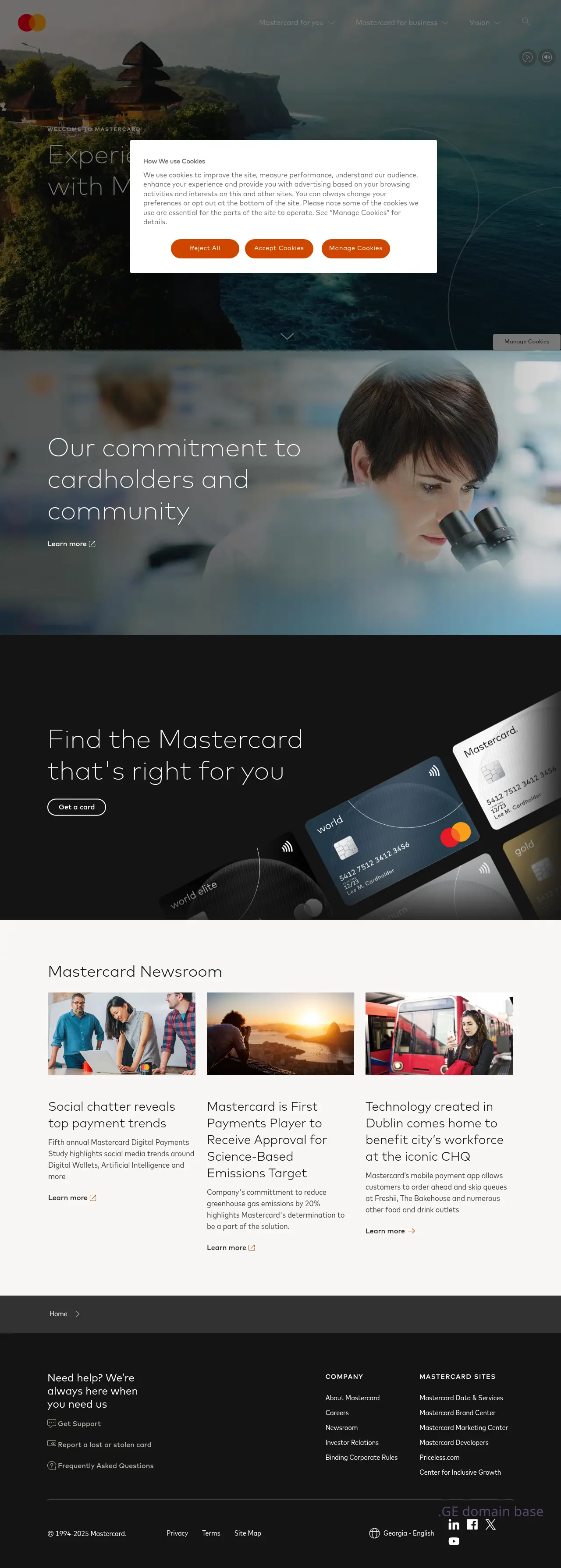 Screenshot of the site mastercard.com.ge