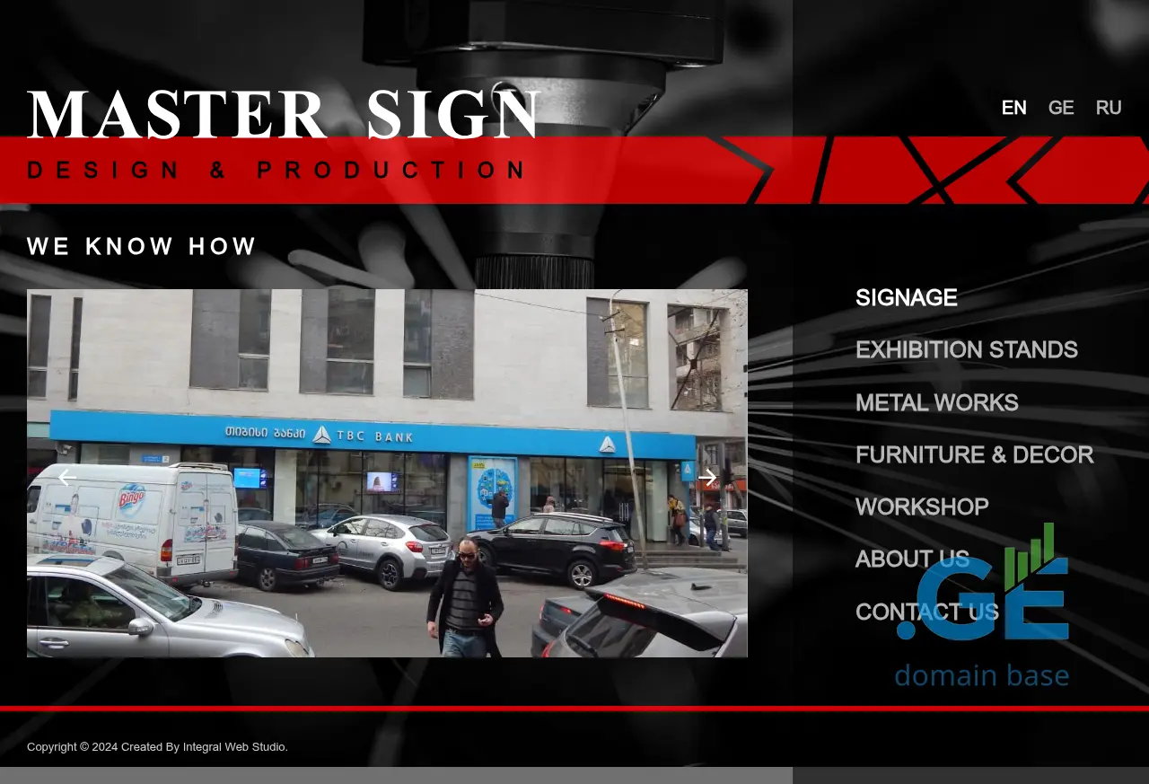 Screenshot of the site mastersign.ge