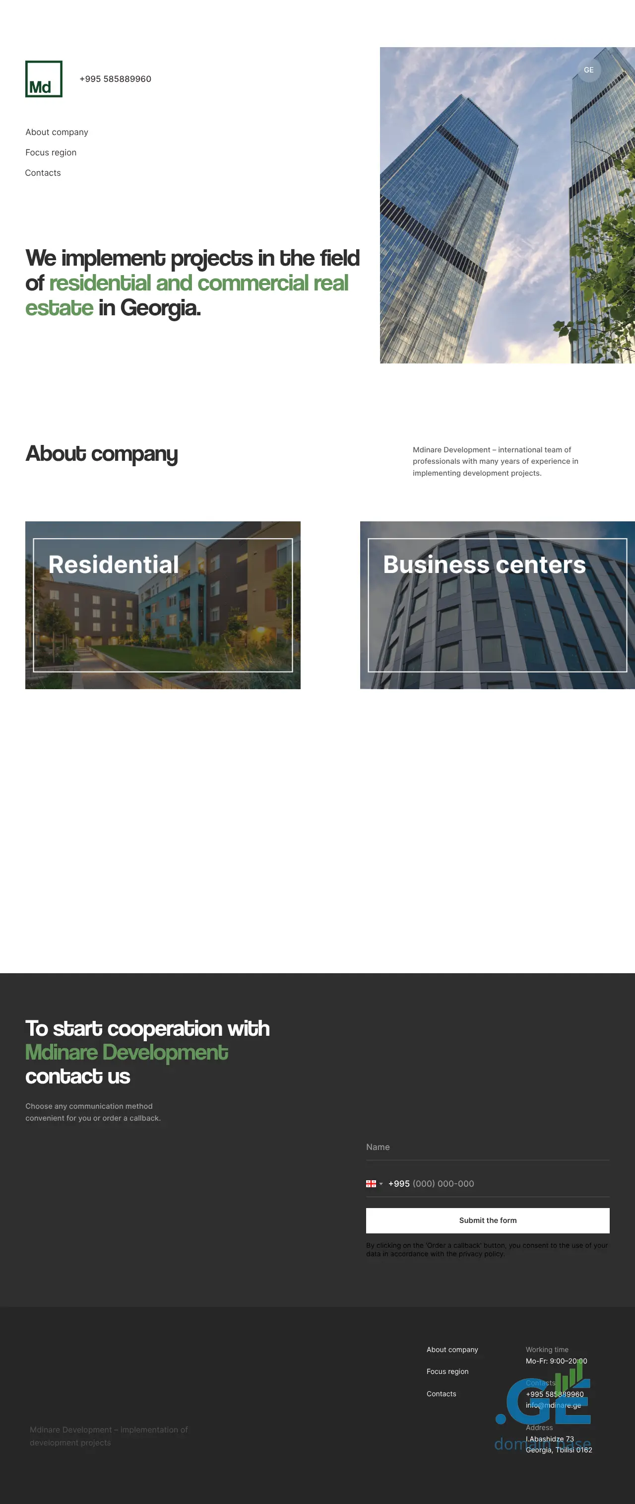 Screenshot of the site mdevelopment.ge