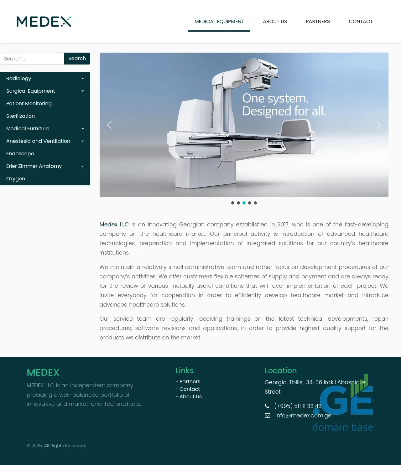 Screenshot of the site medex.com.ge