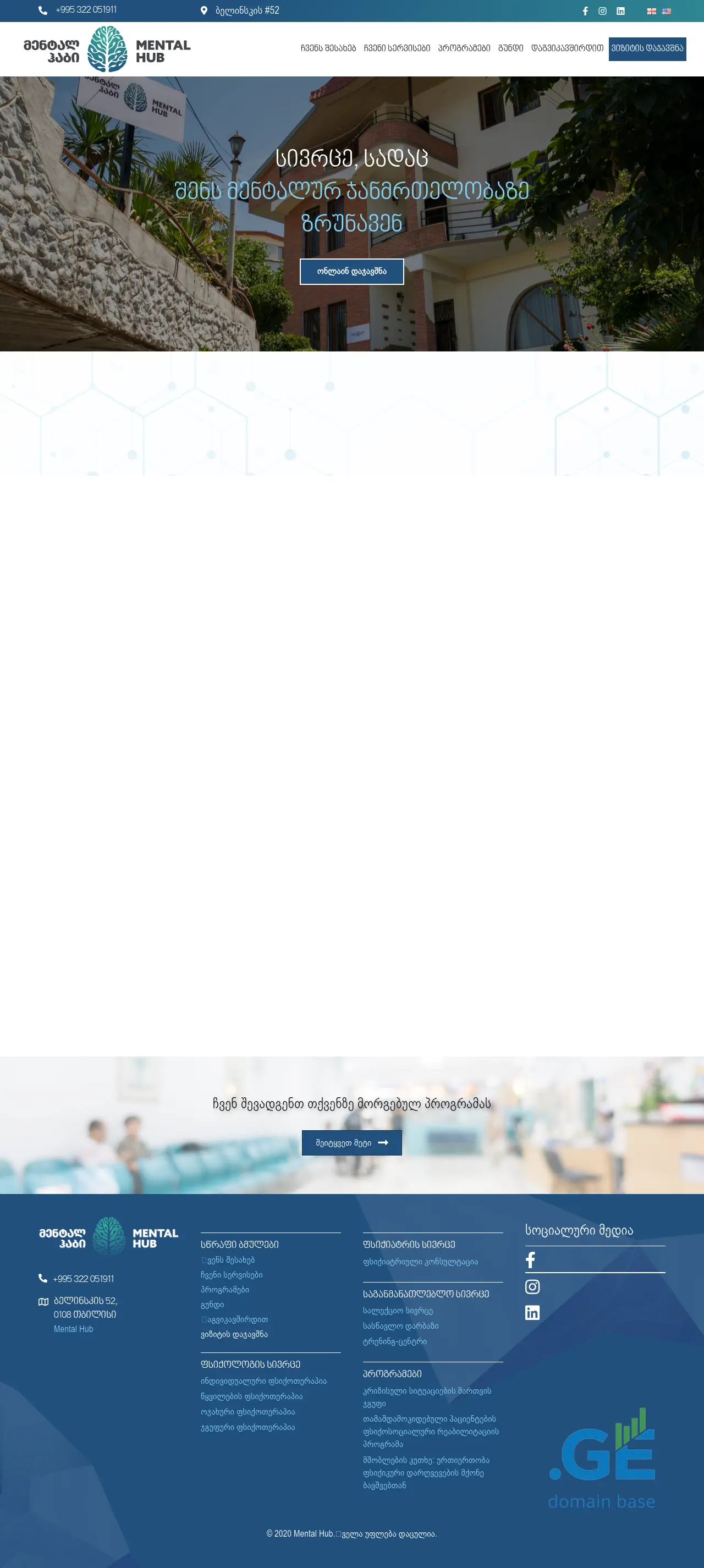 Screenshot of the site mentalhub.ge