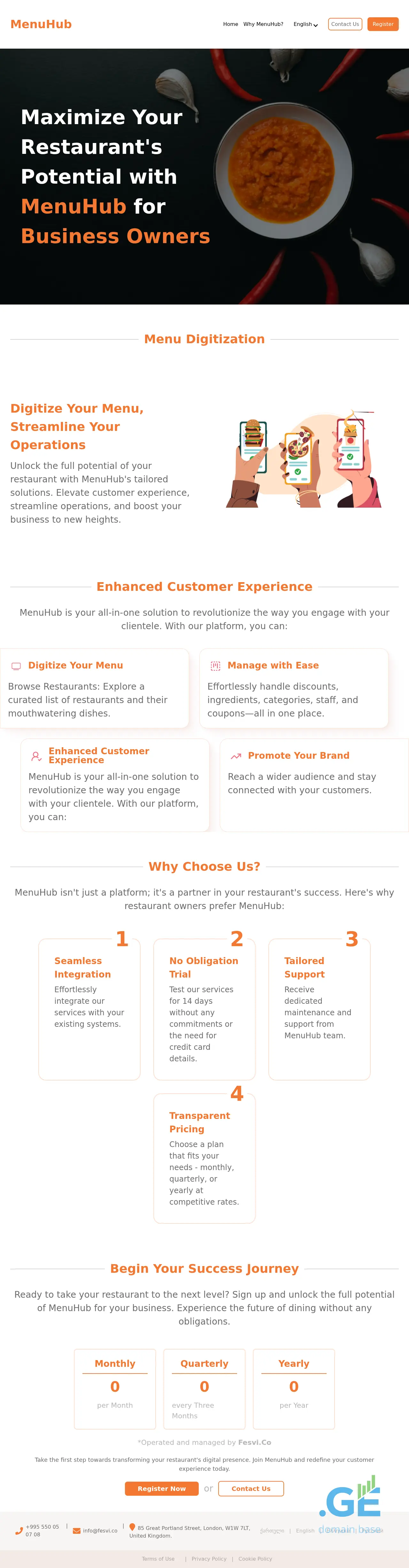 Screenshot of the site menuhub.ge