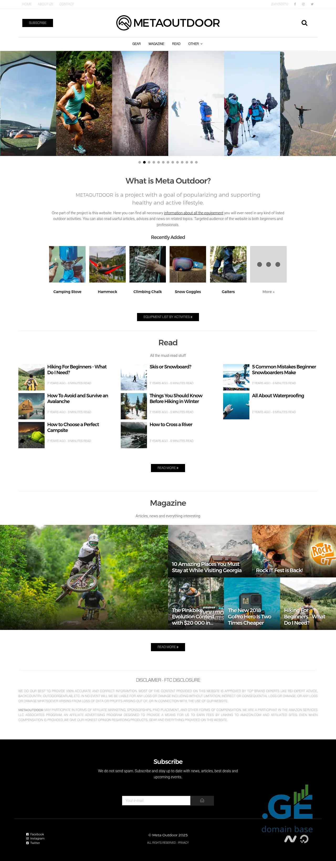 Screenshot of the site metaoutdoor.ge
