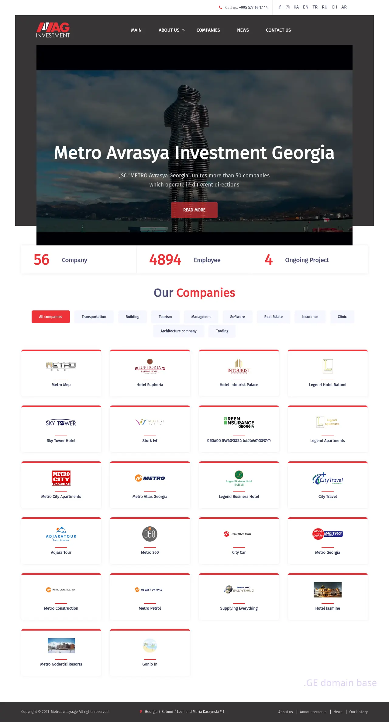 Screenshot of the site metroavrasya.ge