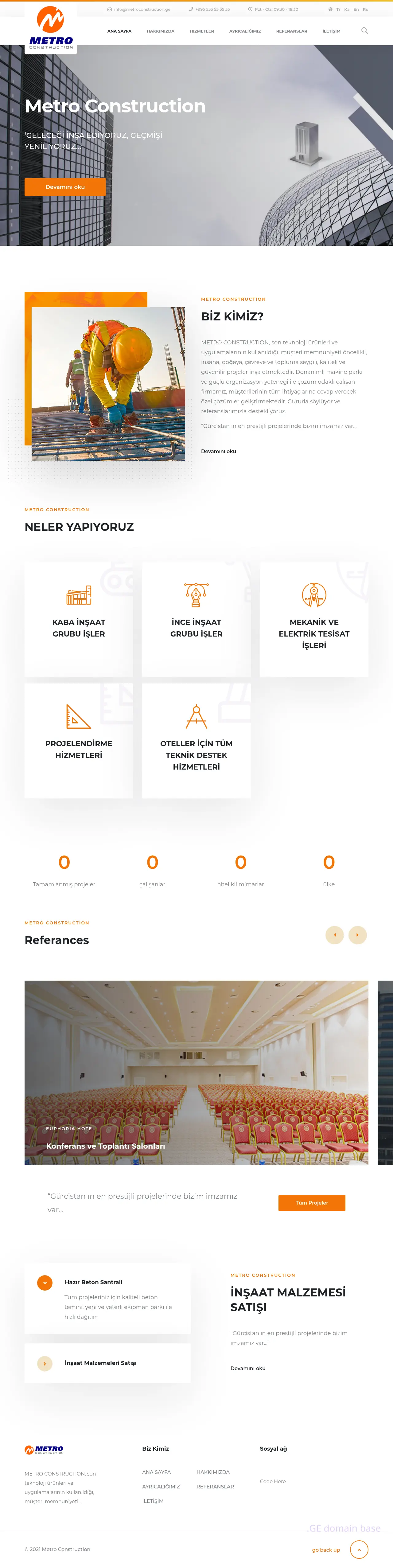 Screenshot of the site metroconstruction.ge