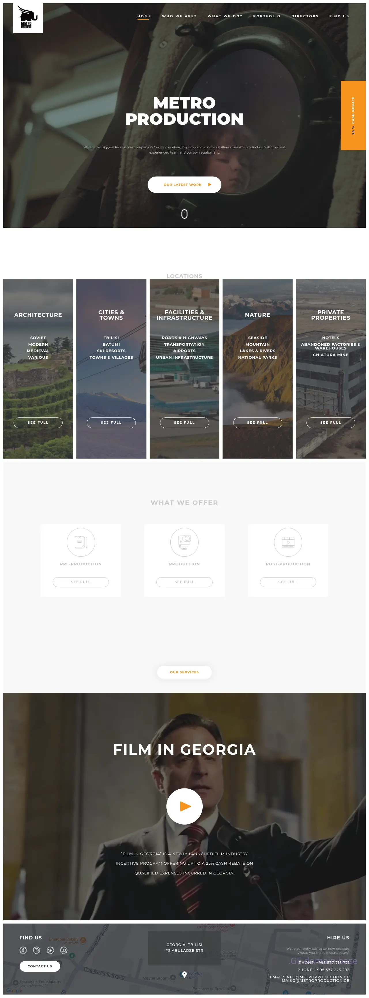 Screenshot of the site metroproduction.ge