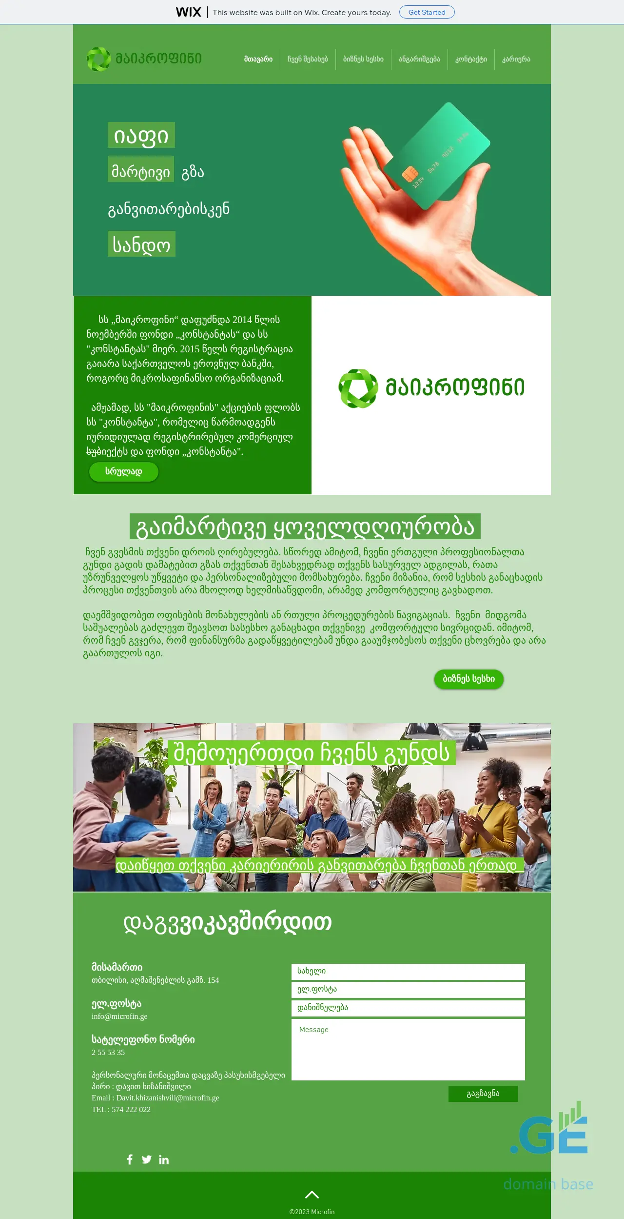 Screenshot of the site microfin.ge
