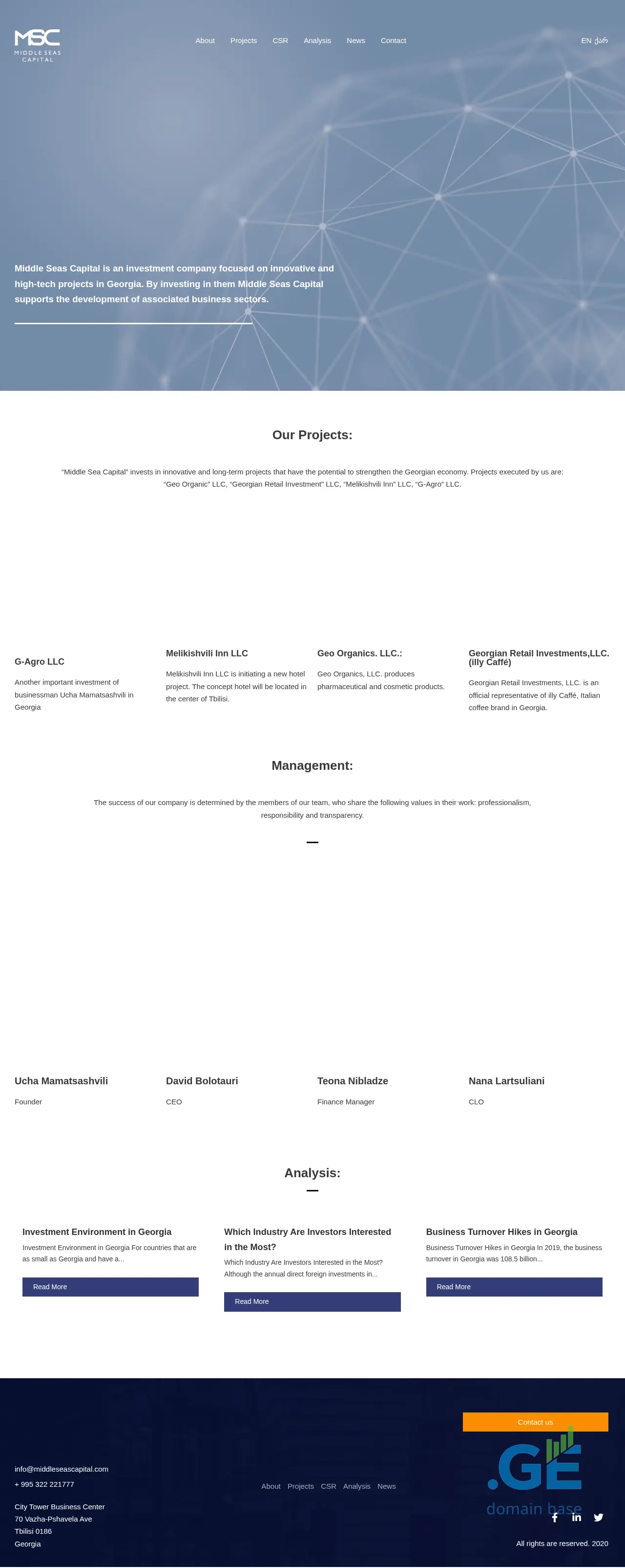 Screenshot of the site middleseascapital.ge