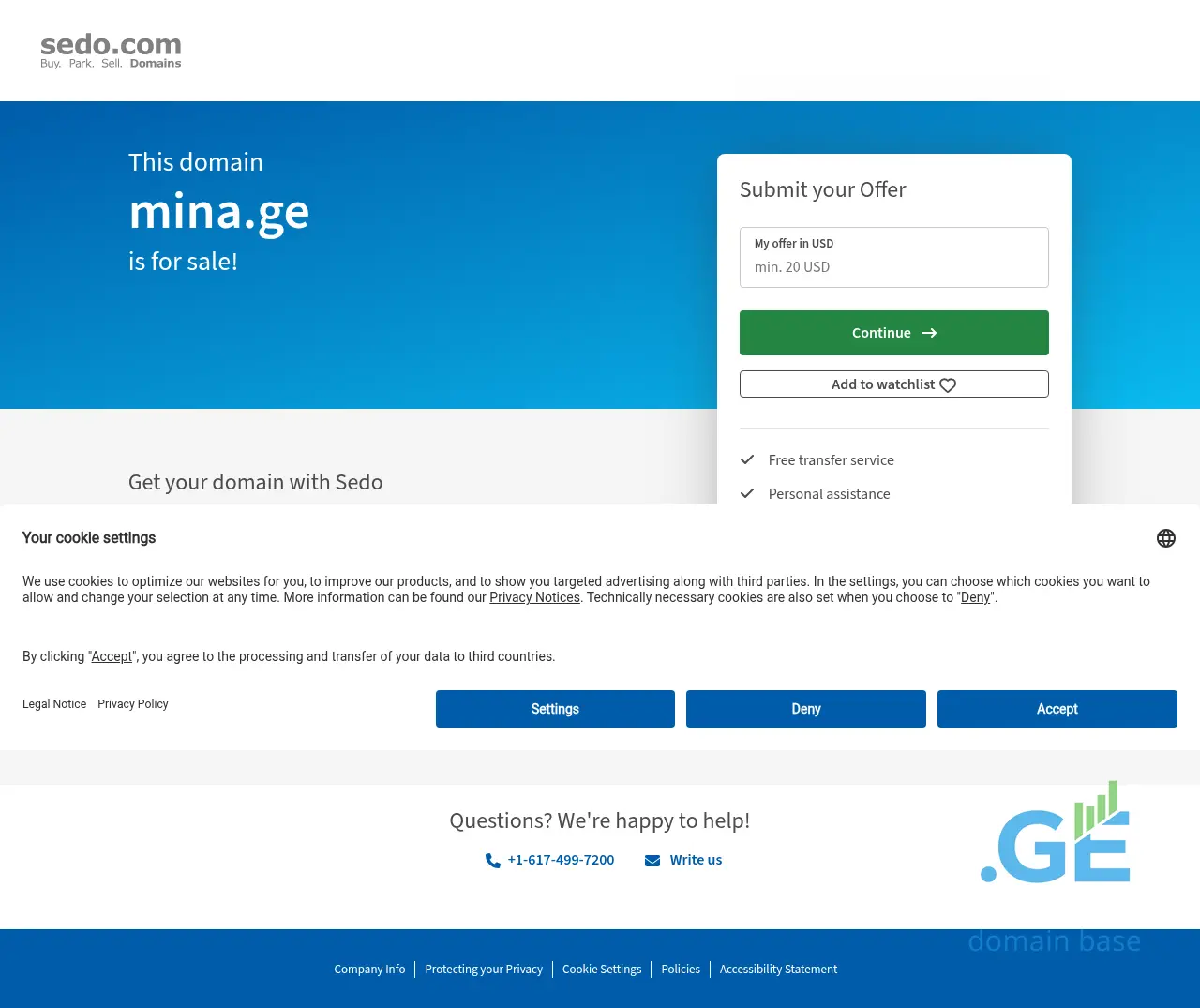 Screenshot of the site mina.ge