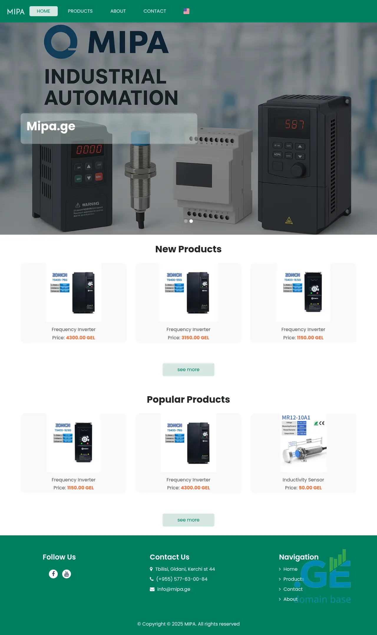 Screenshot of the site mipa.ge