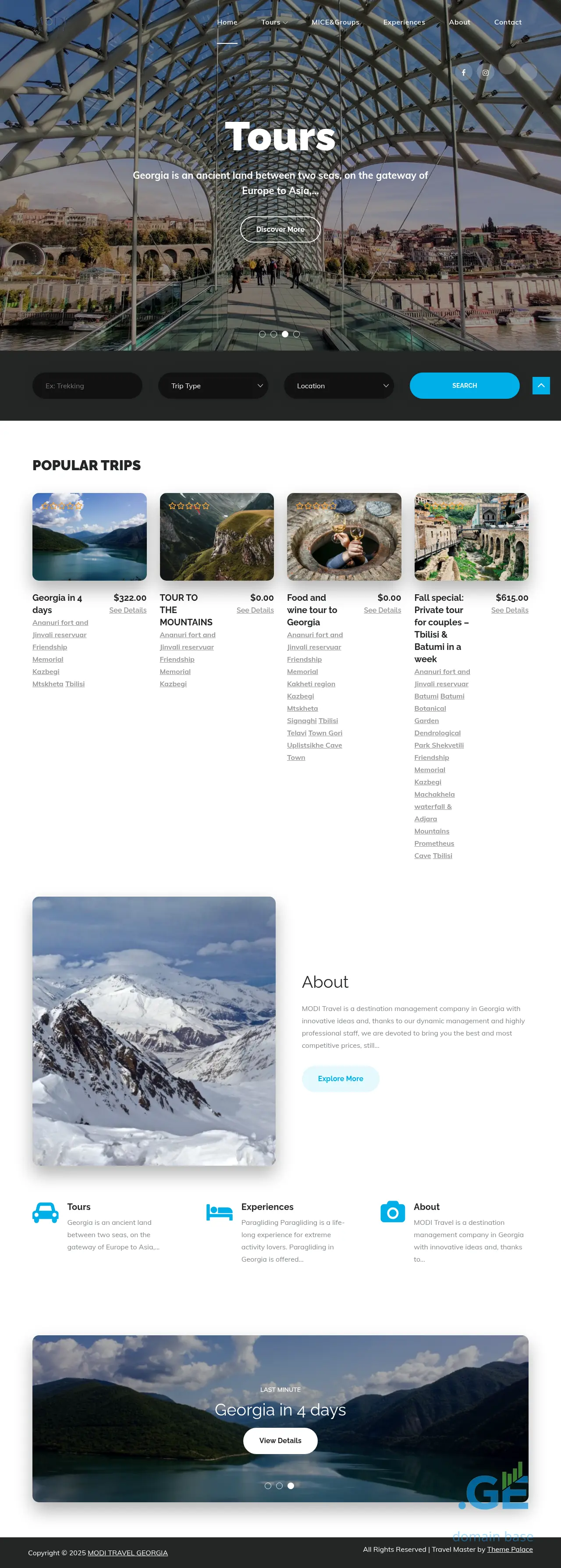 Screenshot of the site moditravel.ge