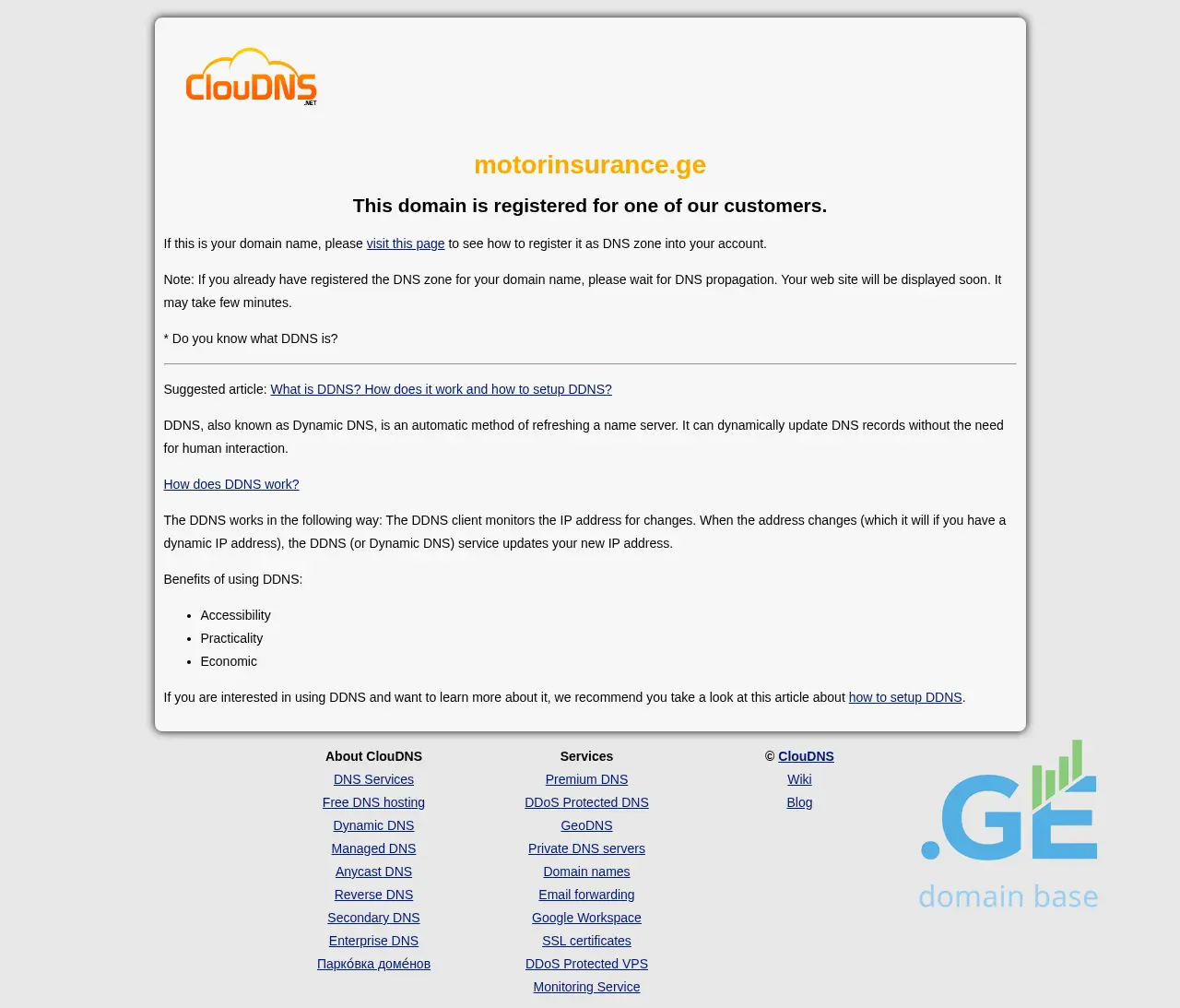 Screenshot of the site motorinsurance.ge