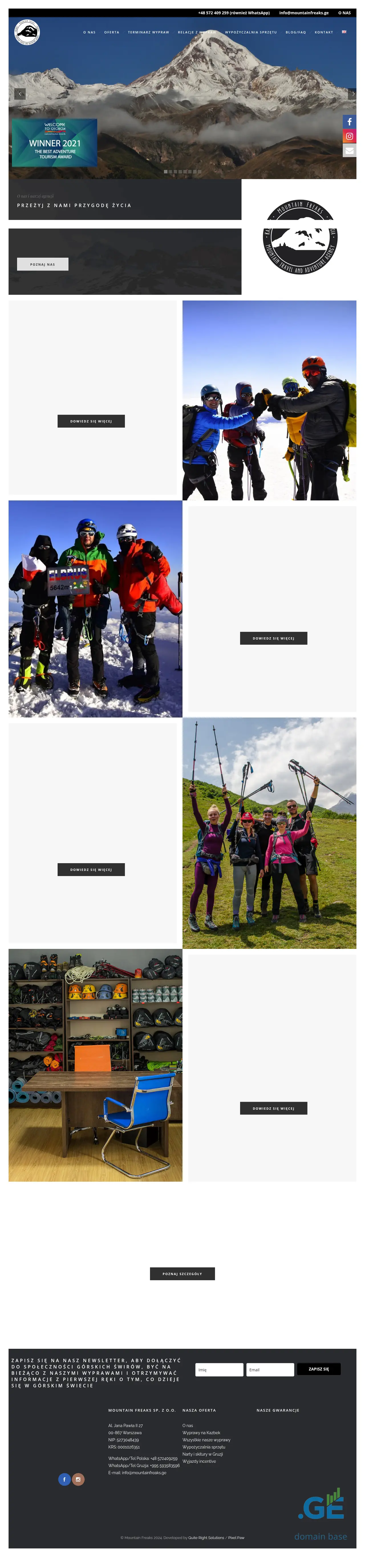 Screenshot of the site mountainfreaks.ge