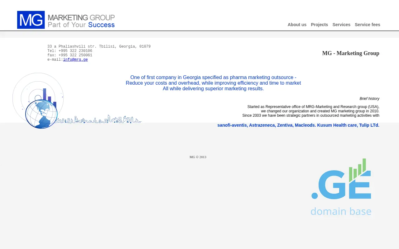 Screenshot of the site mrg.ge