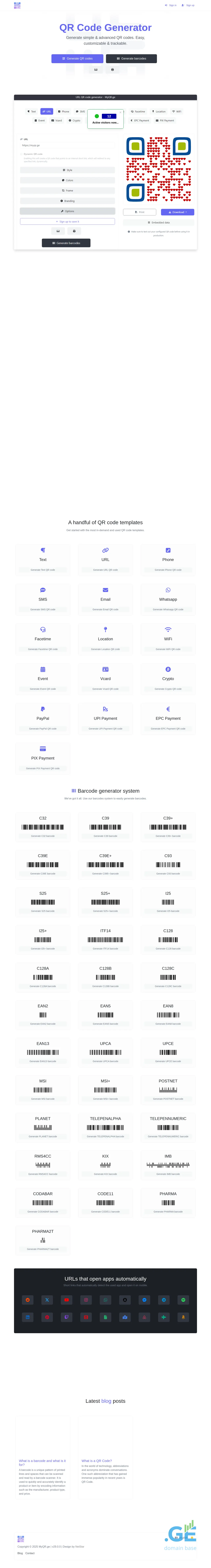 Screenshot of the site myqr.ge