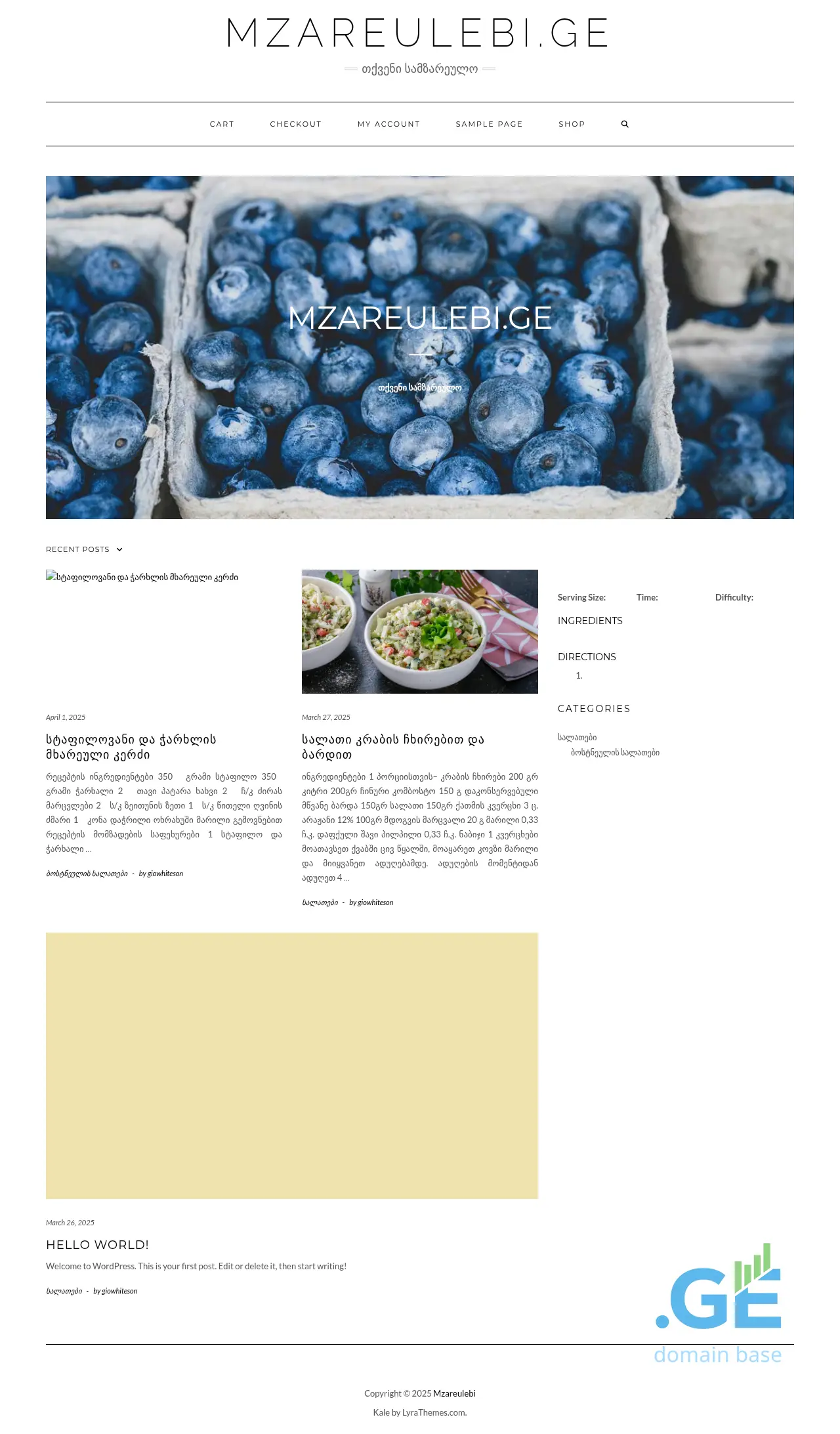 Screenshot of the site mzareulebi.ge