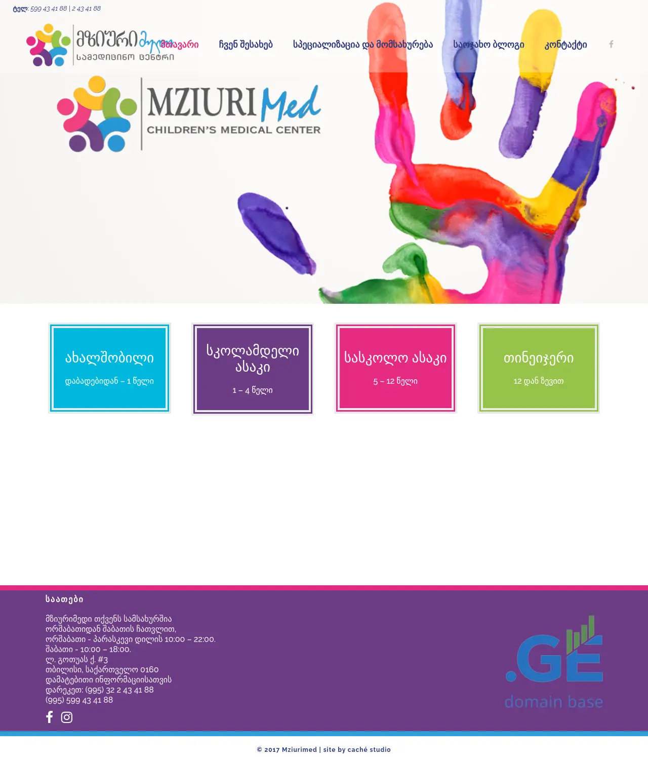Screenshot of the site mziurimed.ge